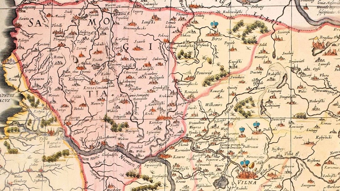 Карта bleu 1645 с границей Жемайтии