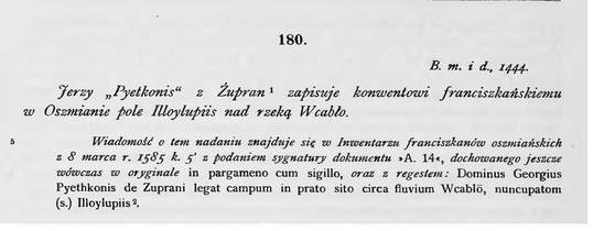Ошмяна. 1444 год. Codex Ecclesiae Vilnensis