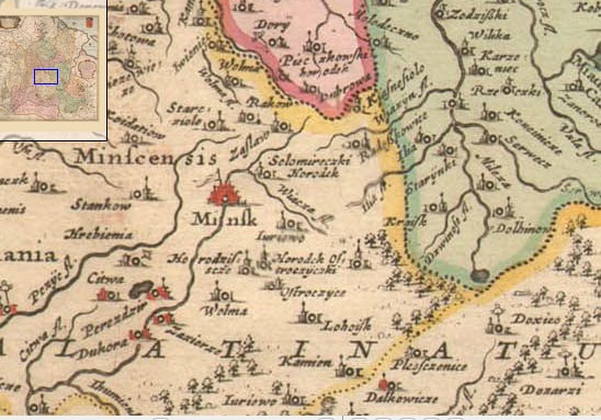 фрагмент карты ВКЛ XVIII век