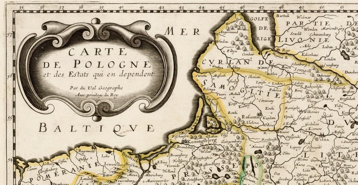 карта середины 17 века с границей Жемайтии по Невяжу